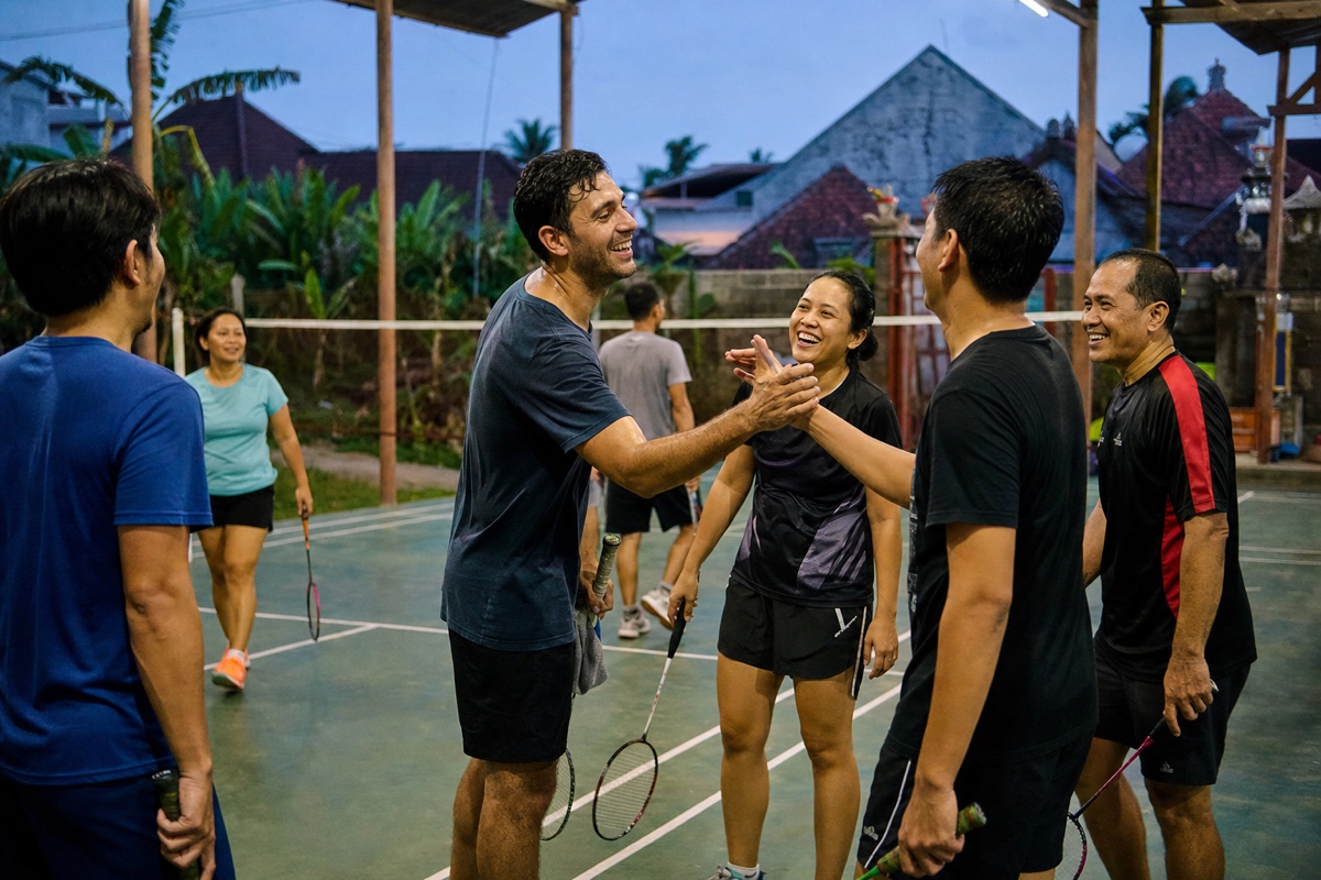 Balinese and foreign residents meeting again at a weekly community sports club away from the beach-club strip