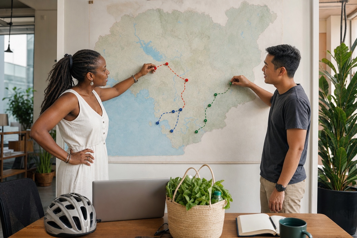 A newcomer comparing an ordinary week in Phnom Penh, Siem Reap, and Kampot on a wall map