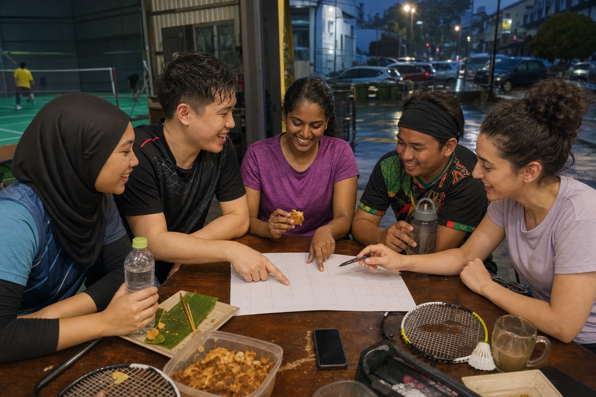 Malaysian and foreign friends planning meals and weekly activities around work, faith, and festival calendars