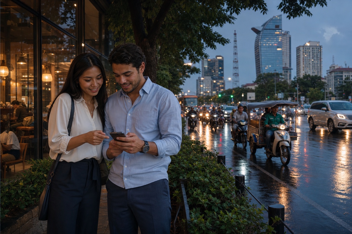 A couple fitting a Phnom Penh date around work, traffic, and a regular weekday routine